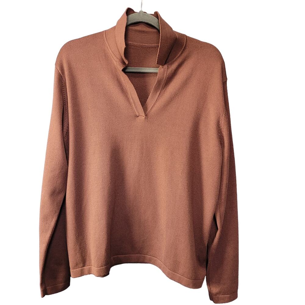 Collared Knit Sweater Women's Dusty Rose Long Sleeve Pullover Top Commense - Picture 3 of 11